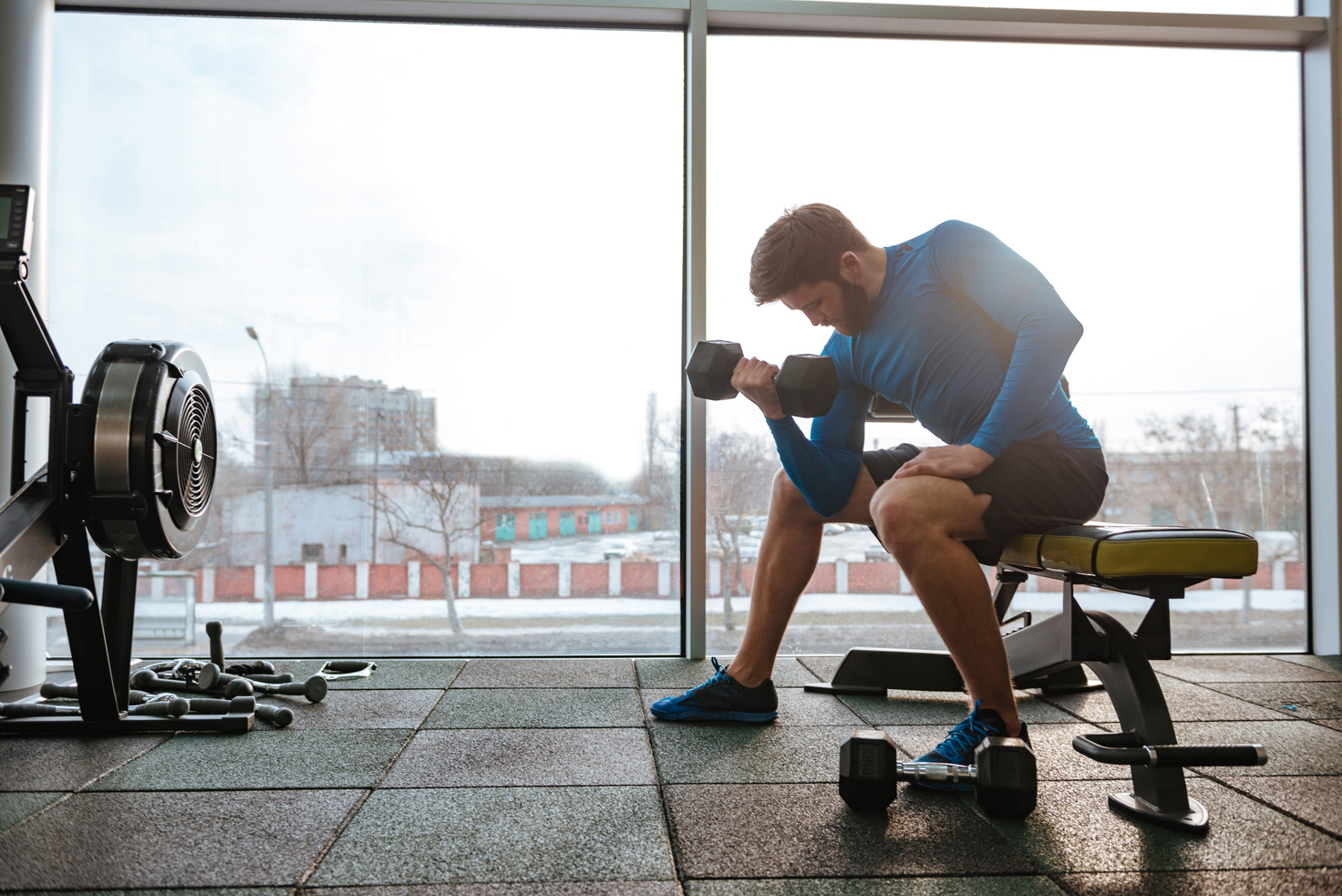 Handsome Strong Young Sportsman in Gym